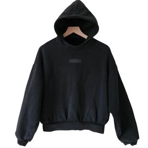 Essentials Fear Of God Black Cotton Blend Unisex Hoodie